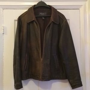 Eddie Bauer DistressedBrown Genuine Leather Jacket